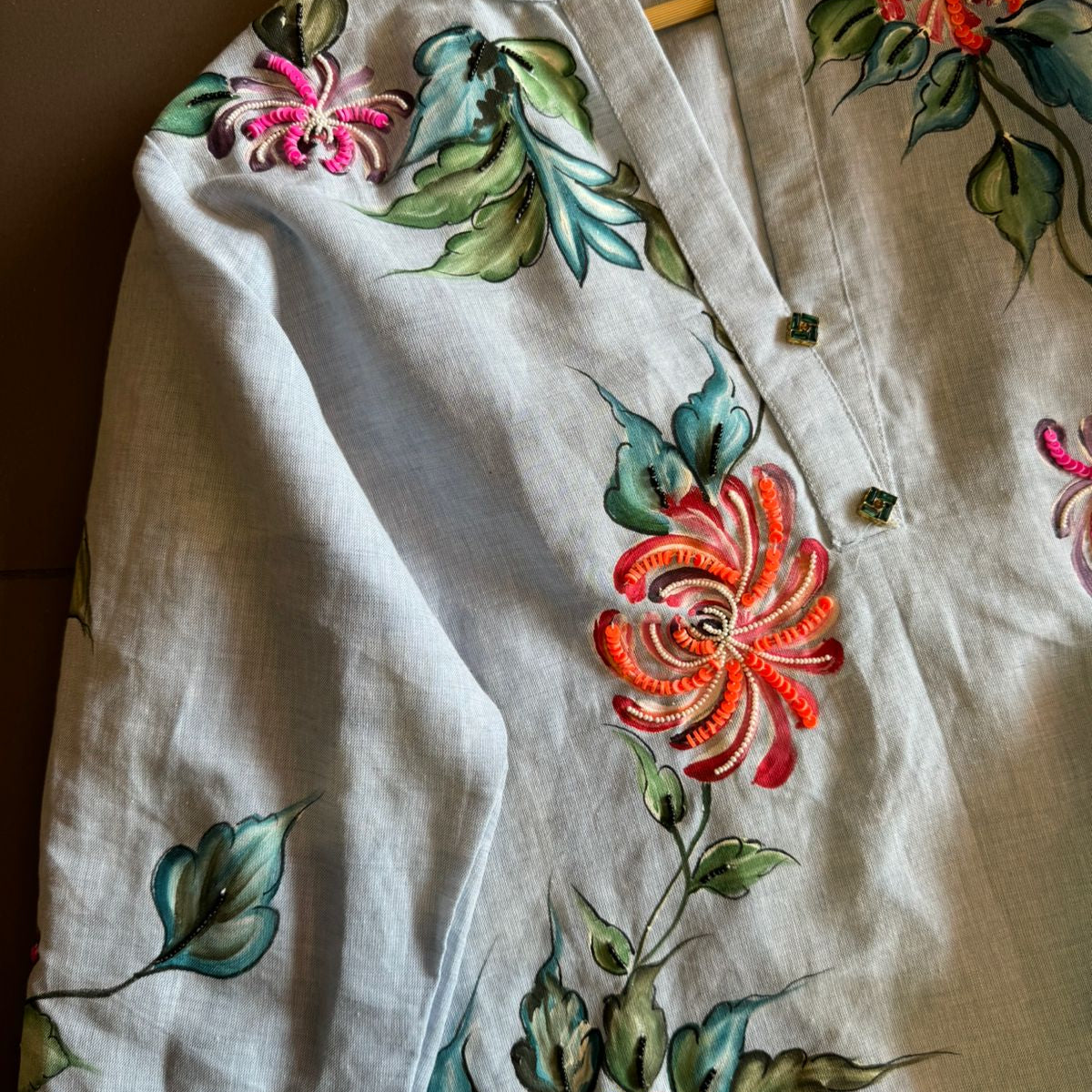 Natural Linen Embroidered Coord Set main image 0
