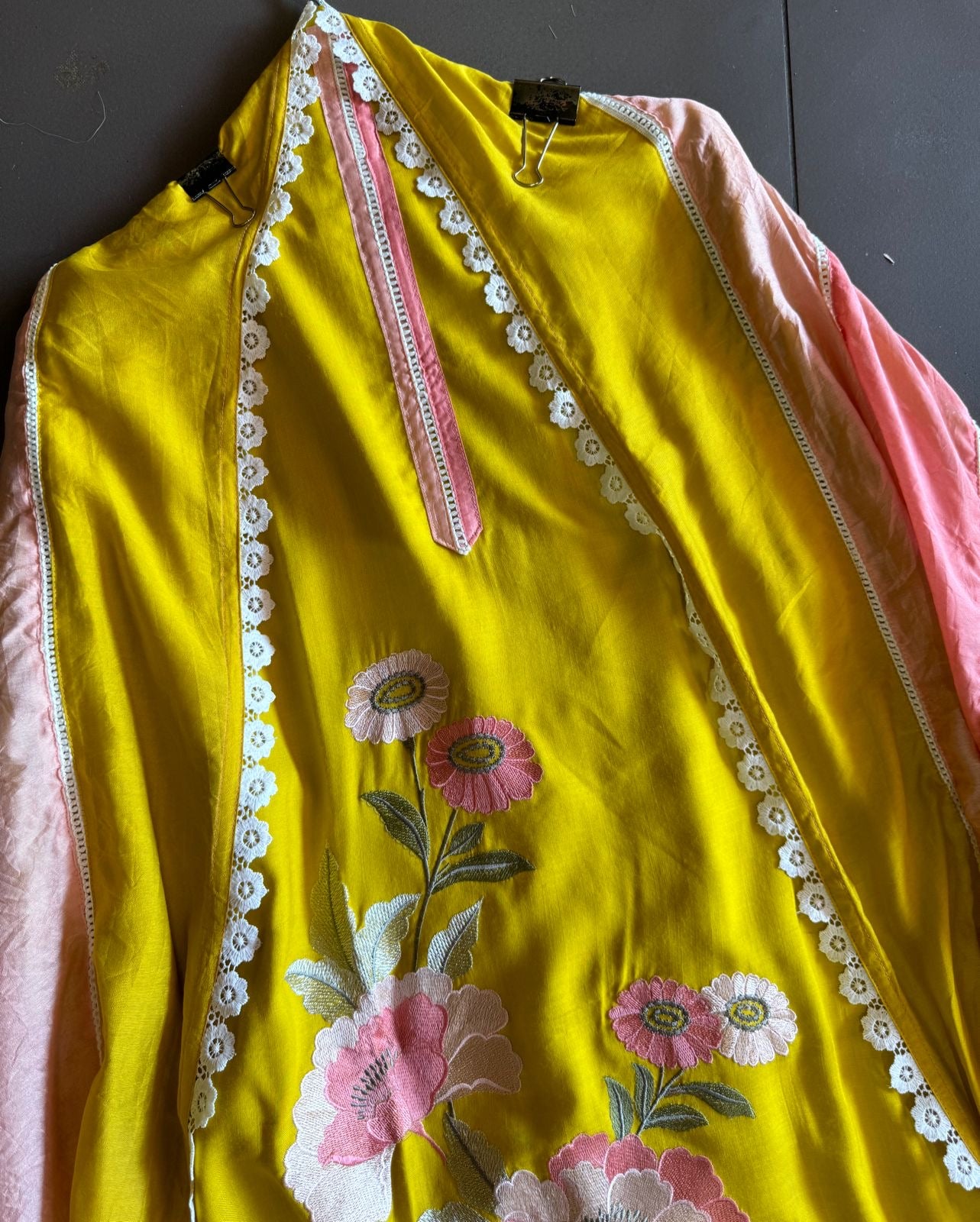 Soft cotton Unstitched suits with floral thread embroidered concept.