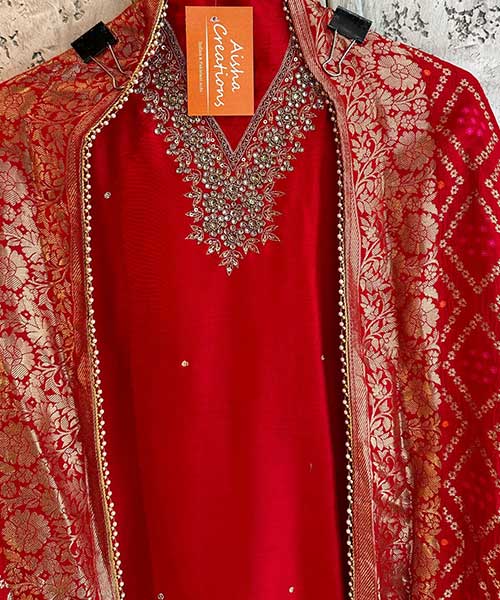 Pure Soft silk Shirt  With original Kundan and zari