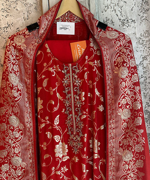 Pure dola silk shirt With weaving jaal