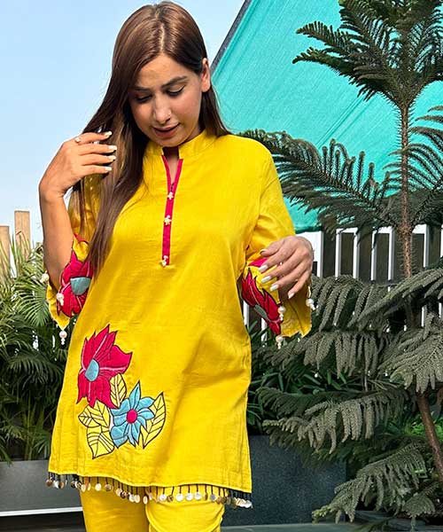 Soft pure chanderi stitched COORD