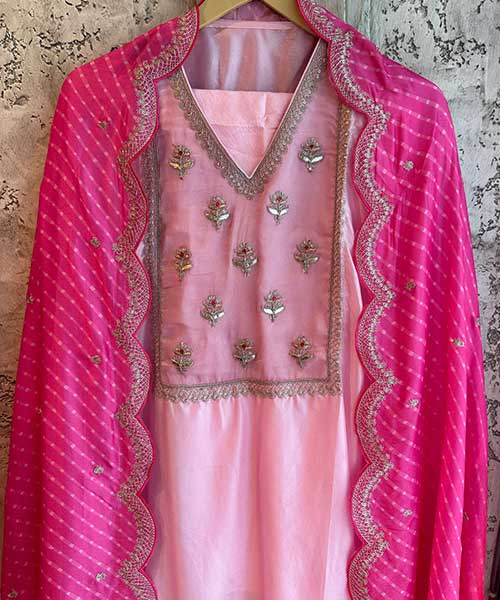Silk shirt (Powder Pink in colour) Unstitched full size shirt