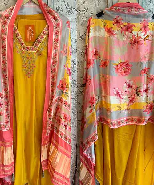 Pure silk shirt with very beautiful sequence and zari neckline