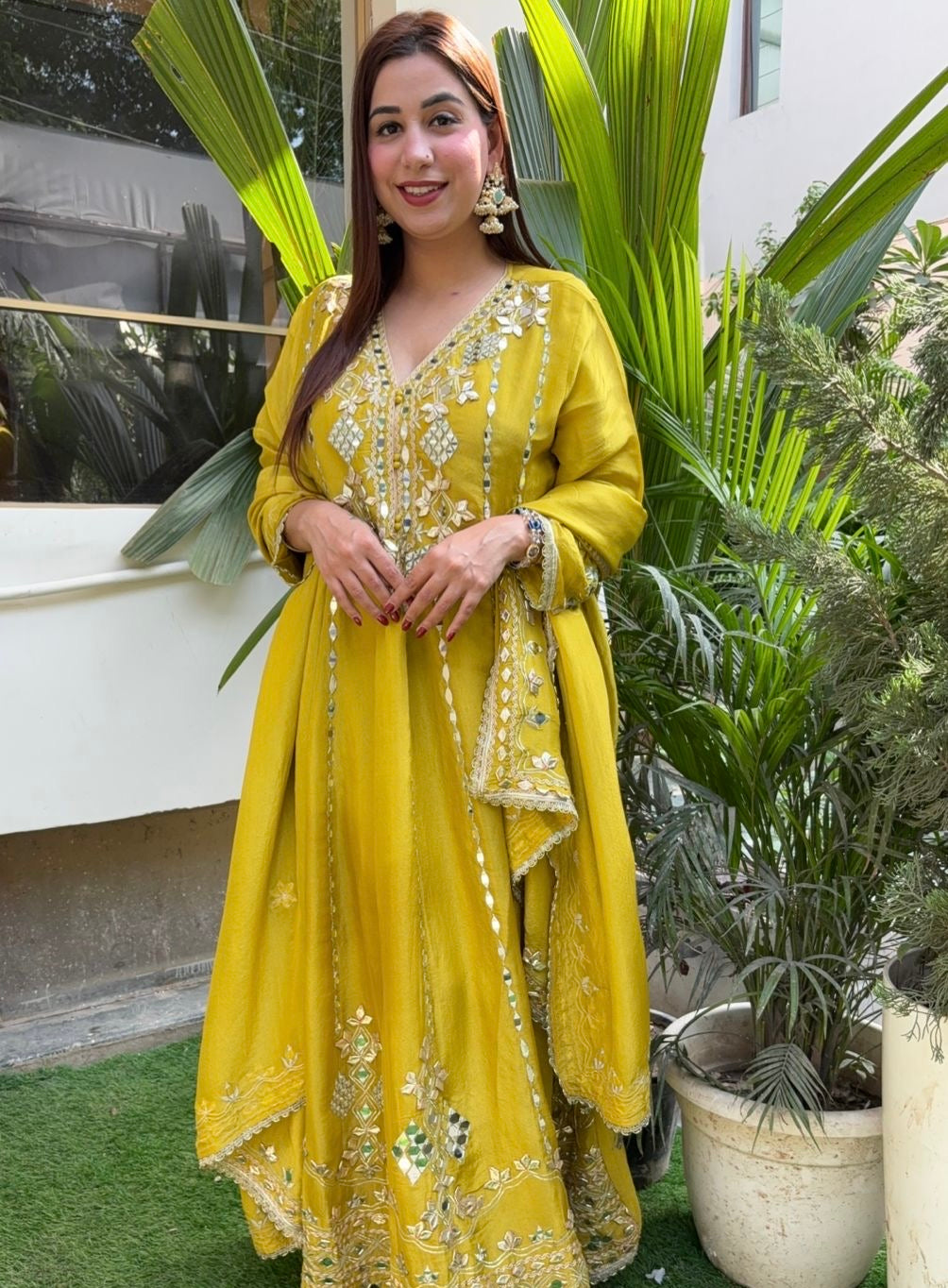 Pure shimmer tissue Stitched Anarkali