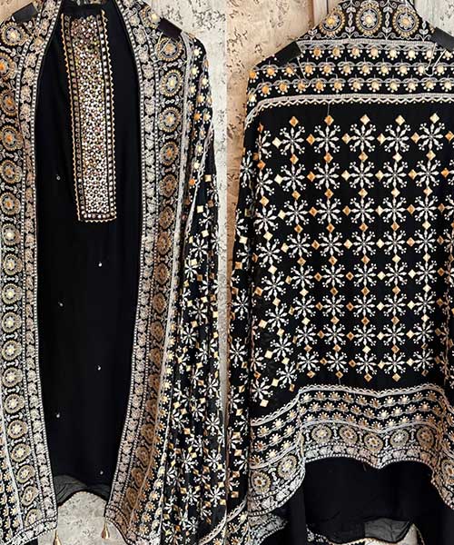 Pure Georgette unstitched Shirt with beautiful handwork