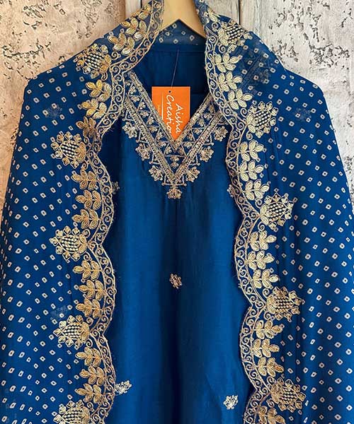 Pure russian silk unstitched shirt with beautiful designer pattern