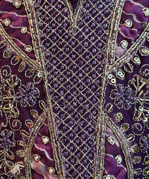 Pure silk shirt (Unstitched) Purple in colour Handwork