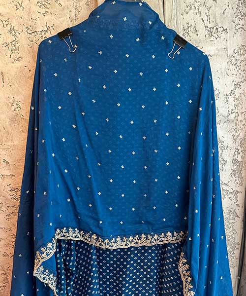 Pure silk unstitched shirt with beautiful designer bandhni print