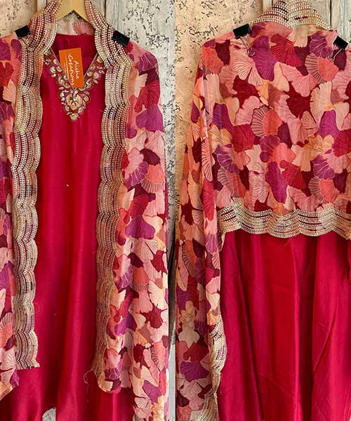 Pure silk unstitched Full size shirt (Cherry in colour)