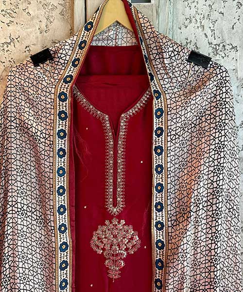 Pure silk shirt with very simple and elegant work on the neckline