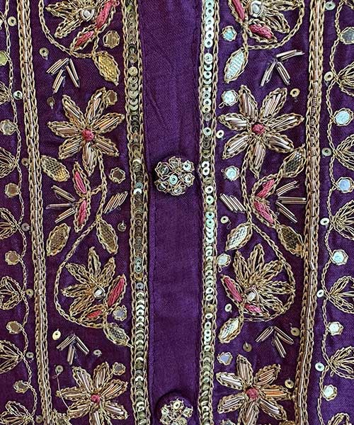 Pure russian silk unstiched shirt with beautiful hand embroidery embroidery on neck