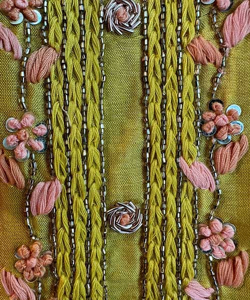 Pure silk unstiched shirt with  beautiful cutdana thread and sequence embroidery