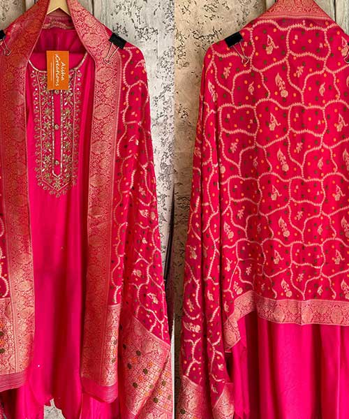 Pure russian silk unstiched shirt with beautiful hand embroidery embroidery