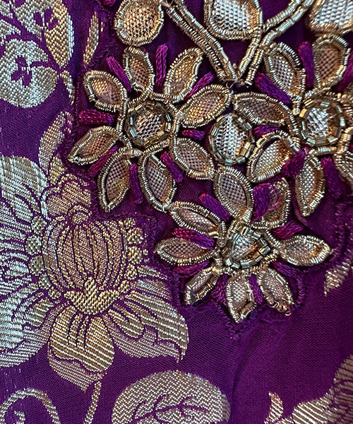 Pure dola silk shirt featuring a woven jaal pattern with alternating lines