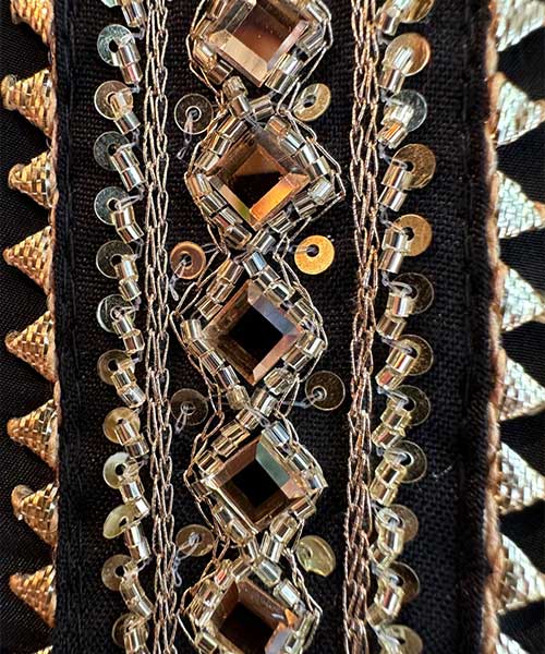 Pure Crape silk shirt with mirror work on the neckline