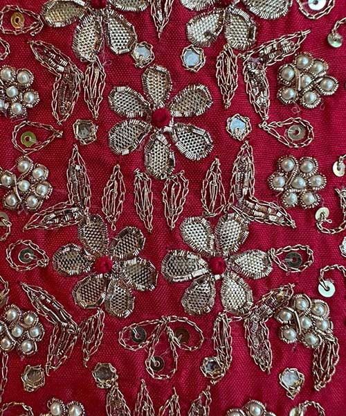 Pure silk unstitched shirt with beautiful gotta sequence pearl and zari work on neck!!