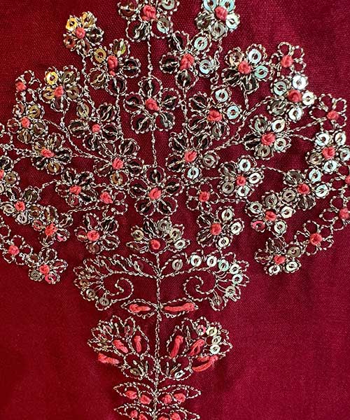 Pure silk shirt with very simple and elegant work on the neckline