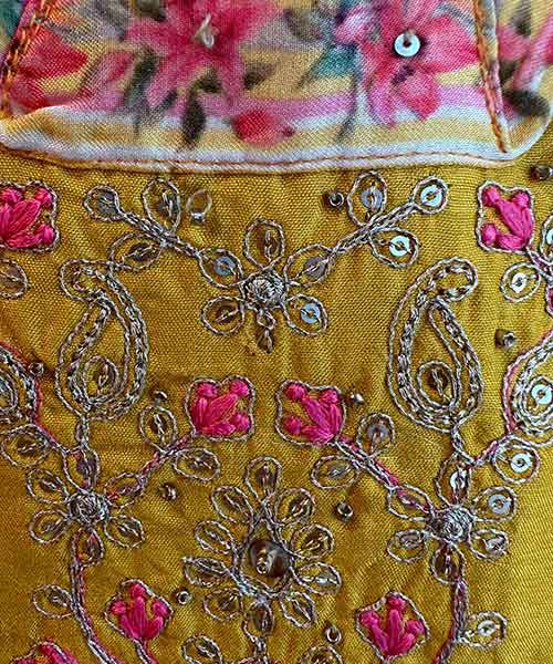Pure silk shirt with very beautiful sequence and zari neckline