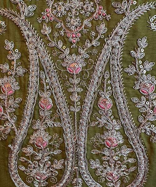 Pure silk Shirt with very gorgeous heavily zari embroidered neckline