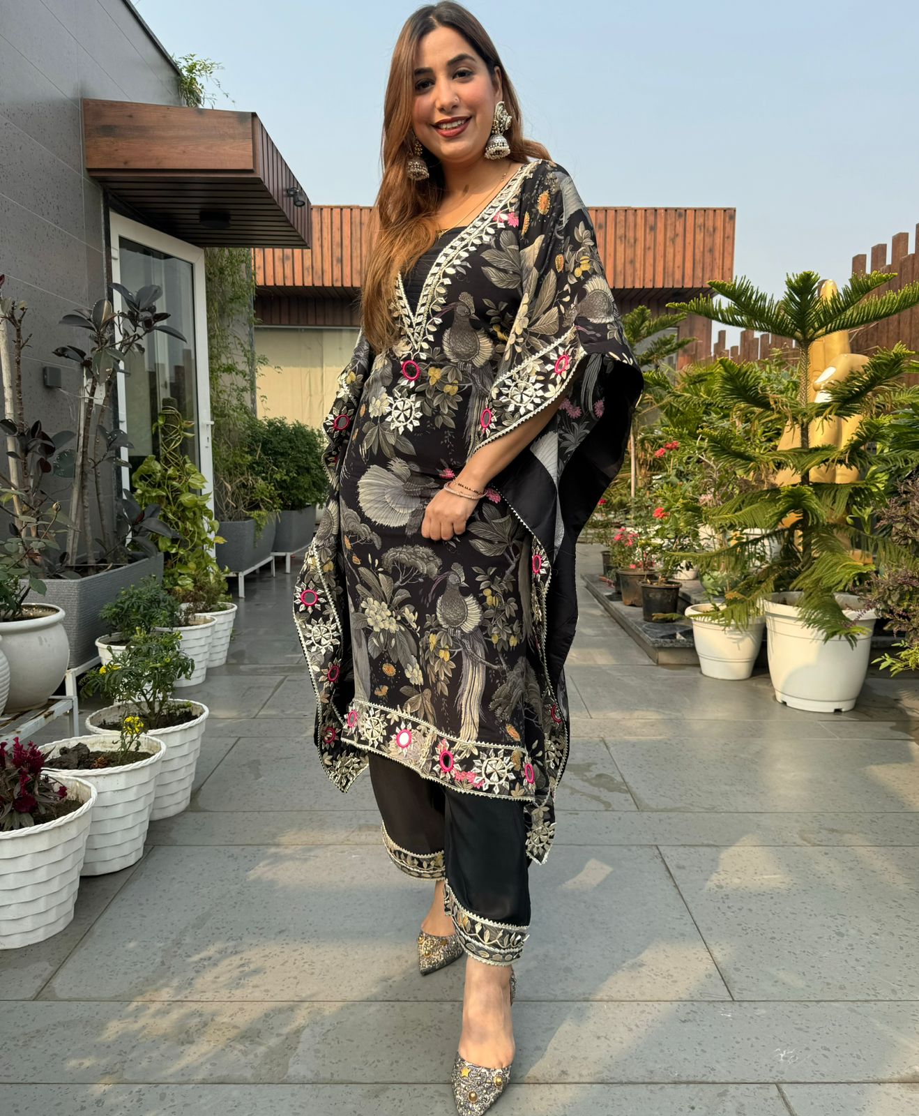 Pure Crepe kaaftan set digital printed Vantara design