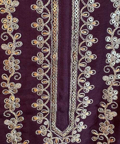 Pure silk Shirt with very pretty Neckwork with zari and thread and sequence