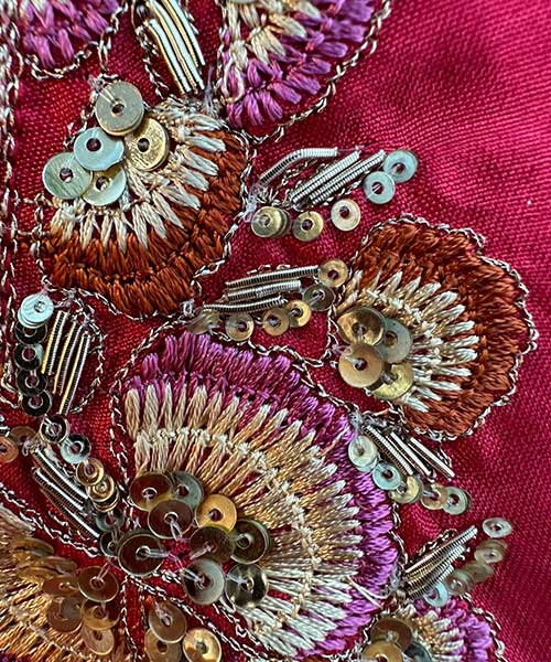 Pure silk unstitched Full size shirt (Cherry in colour)