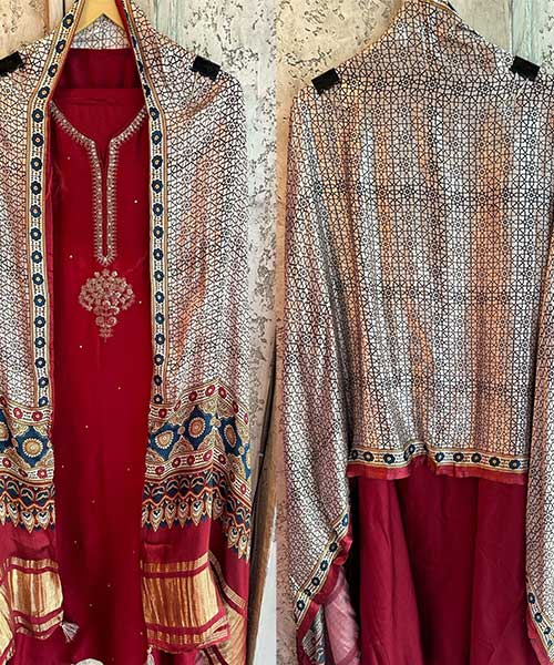 Pure silk shirt with very simple and elegant work on the neckline