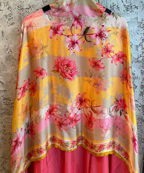 Pure silk shirt with very beautiful sequence and zari neckline (Handwork)