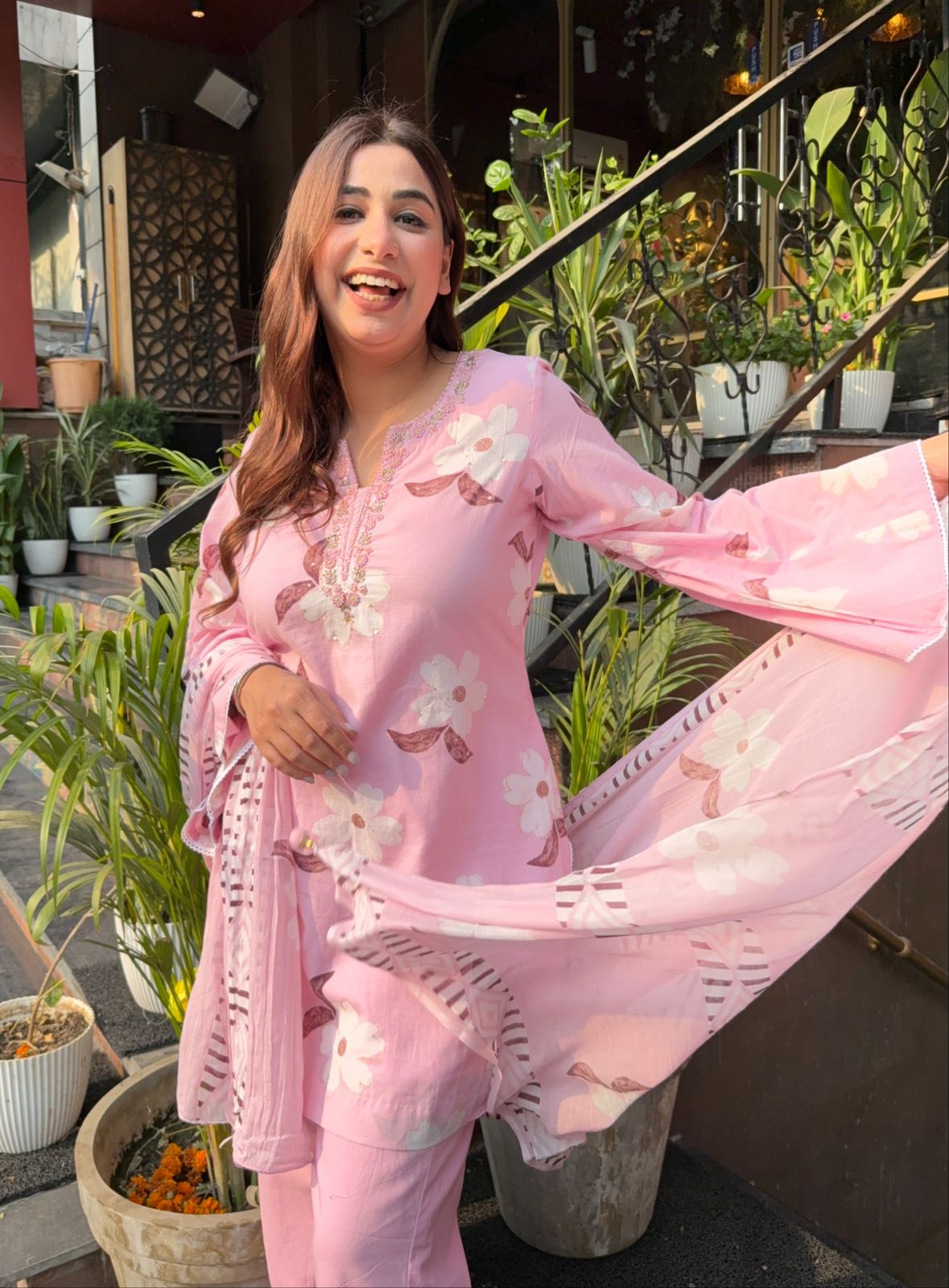 Floral digital printed unstitched cotton Suit