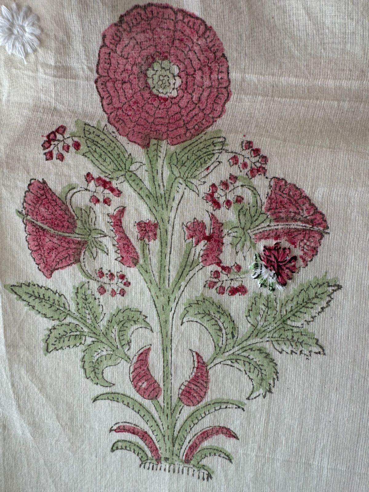 Lakhnavi embroidered Unstitched Front On Pure Mul cotton chanderi