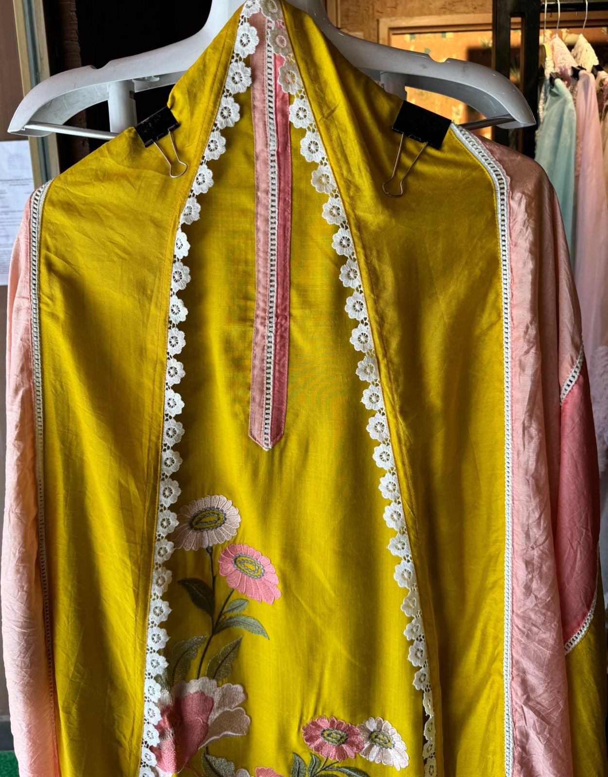 Soft cotton Unstitched suits with floral thread embroidered concept.