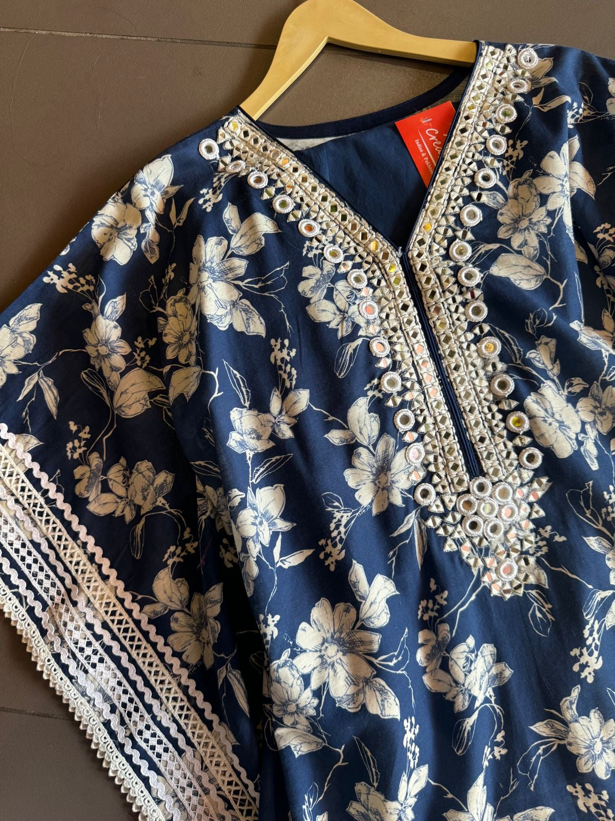 Pure cotton digital printed kaaftan set with lacework