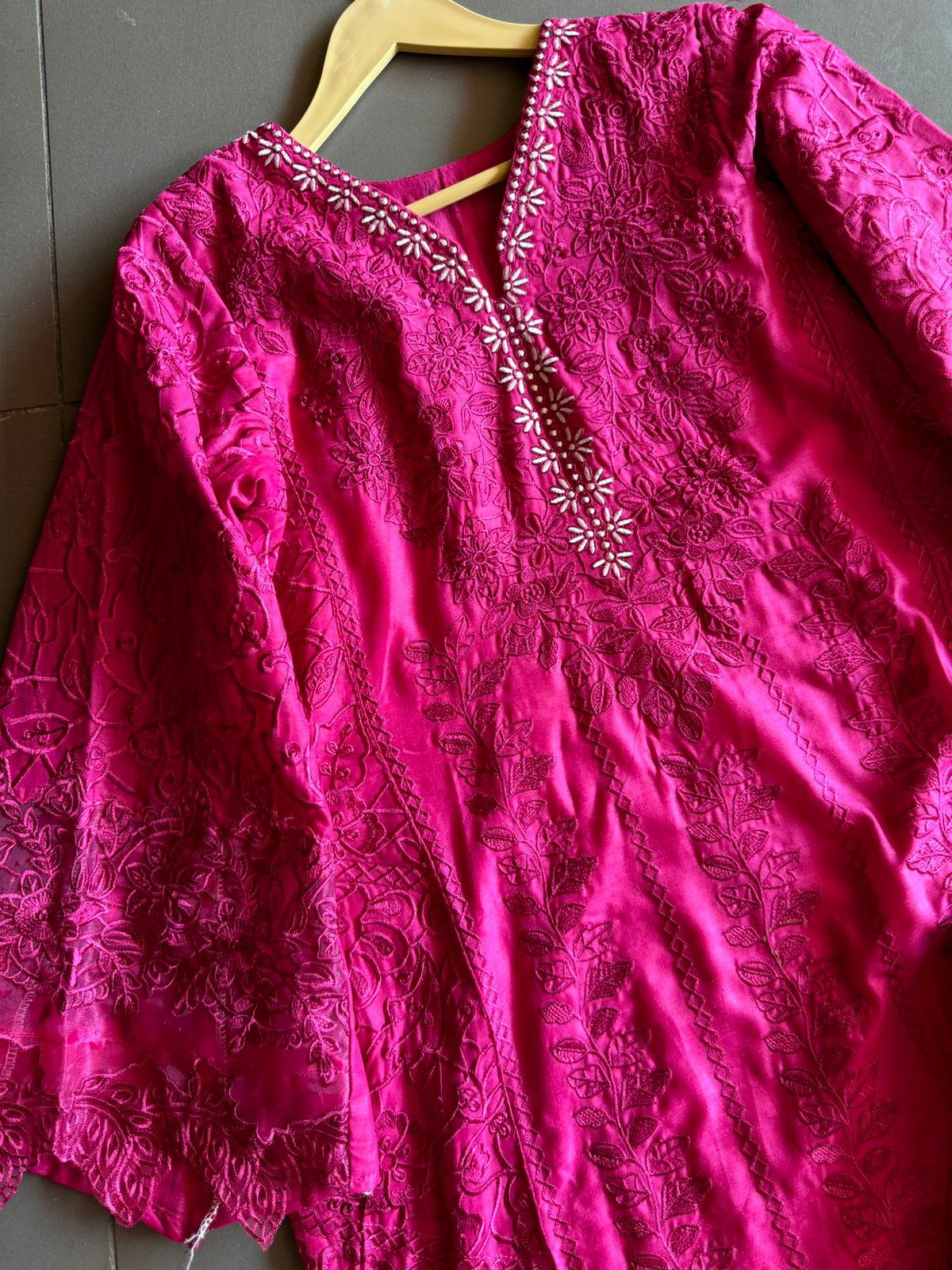 Beautiful thread embroidered cotton Suit with full thread work