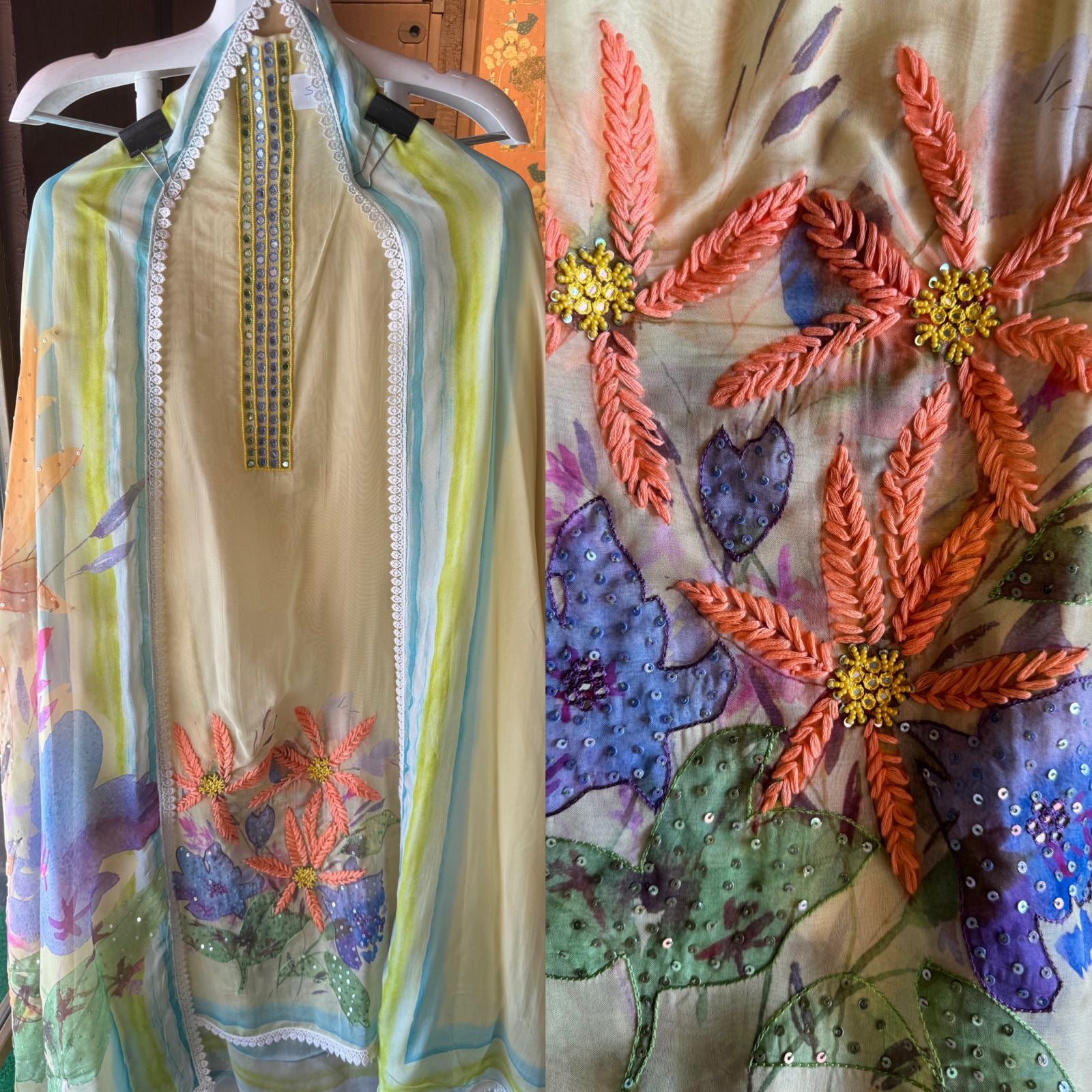 100% Pure soft organza shirt with very high quality digital