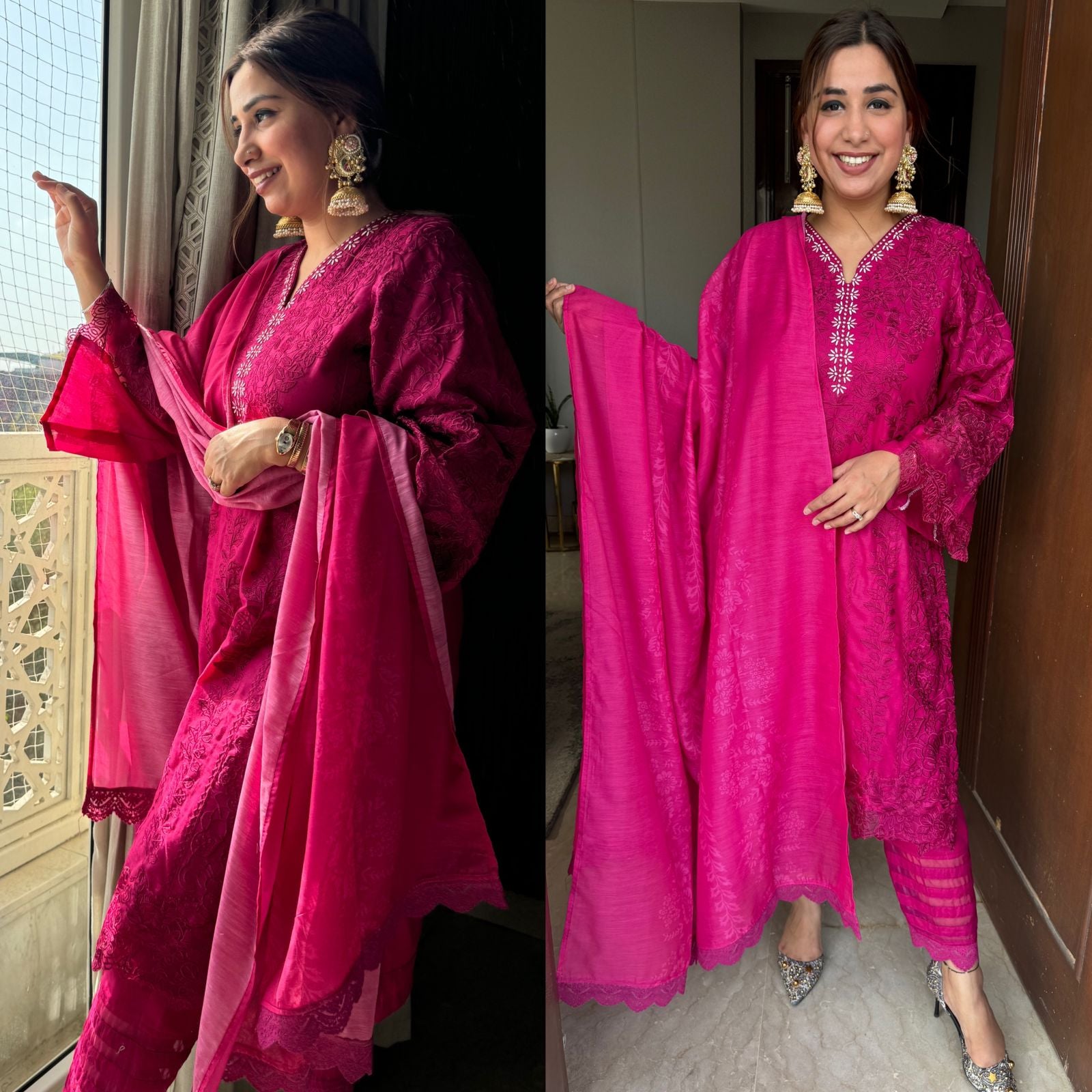 Beautiful thread embroidered cotton Suit with full thread work