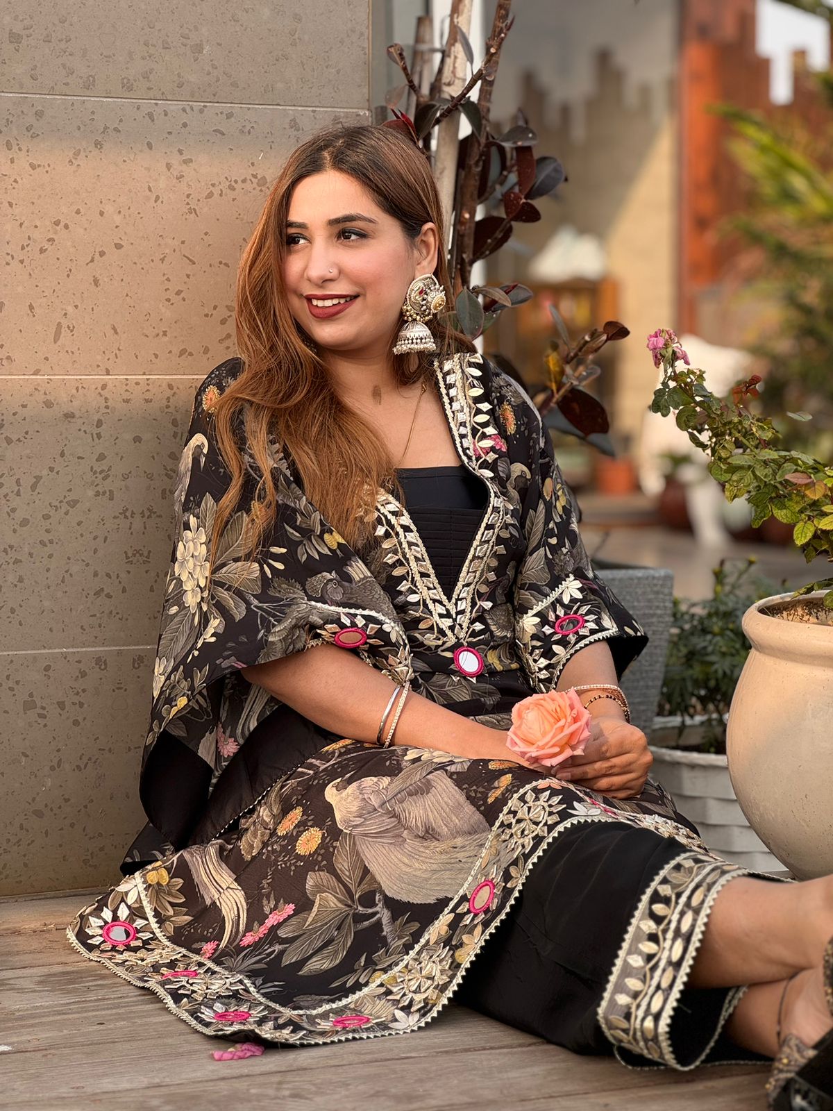 Pure Crepe kaaftan set digital printed Vantara design