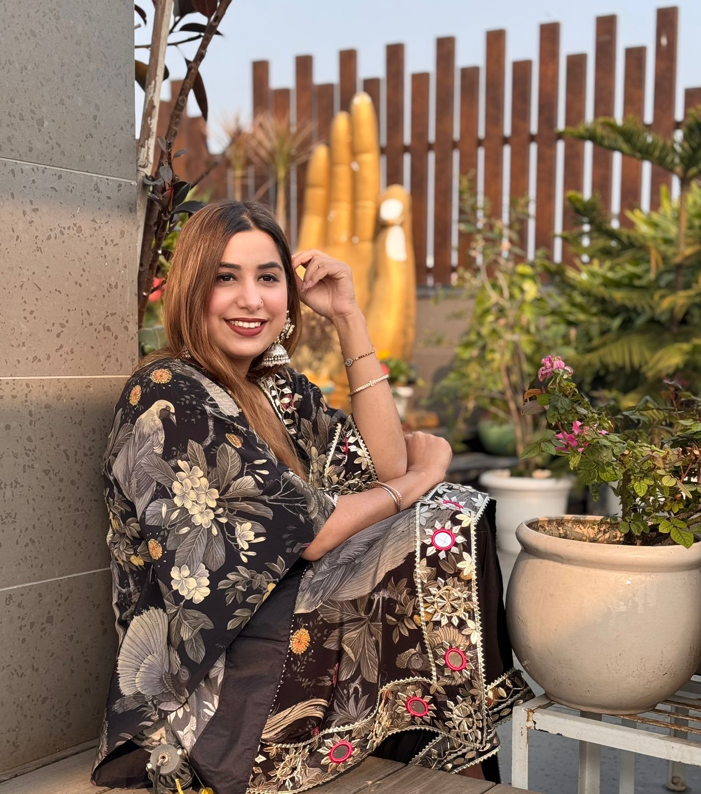 Pure Crepe kaaftan set digital printed Vantara design