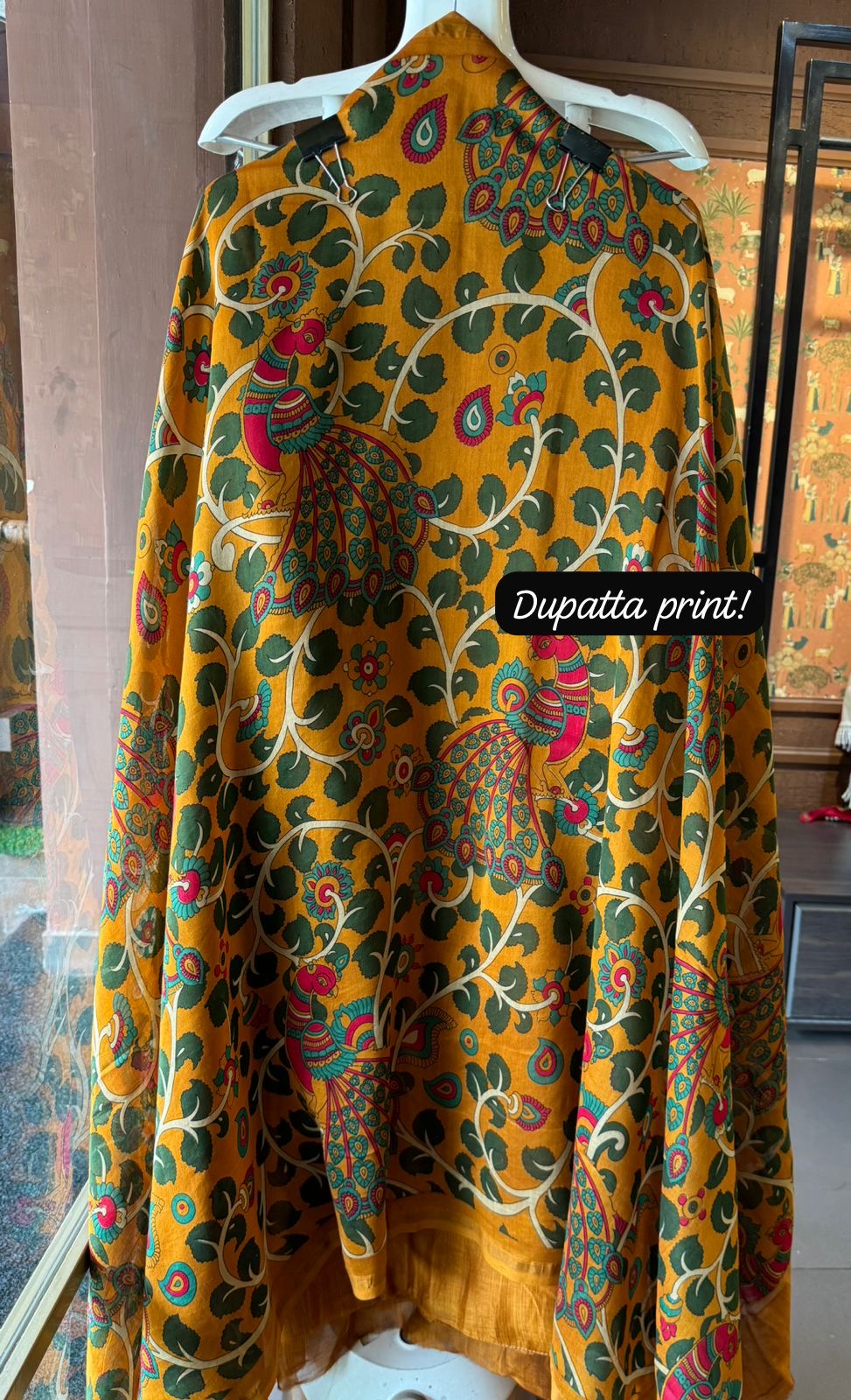 Premium Maheshwari silk unstitched shirt with Kalamkaari