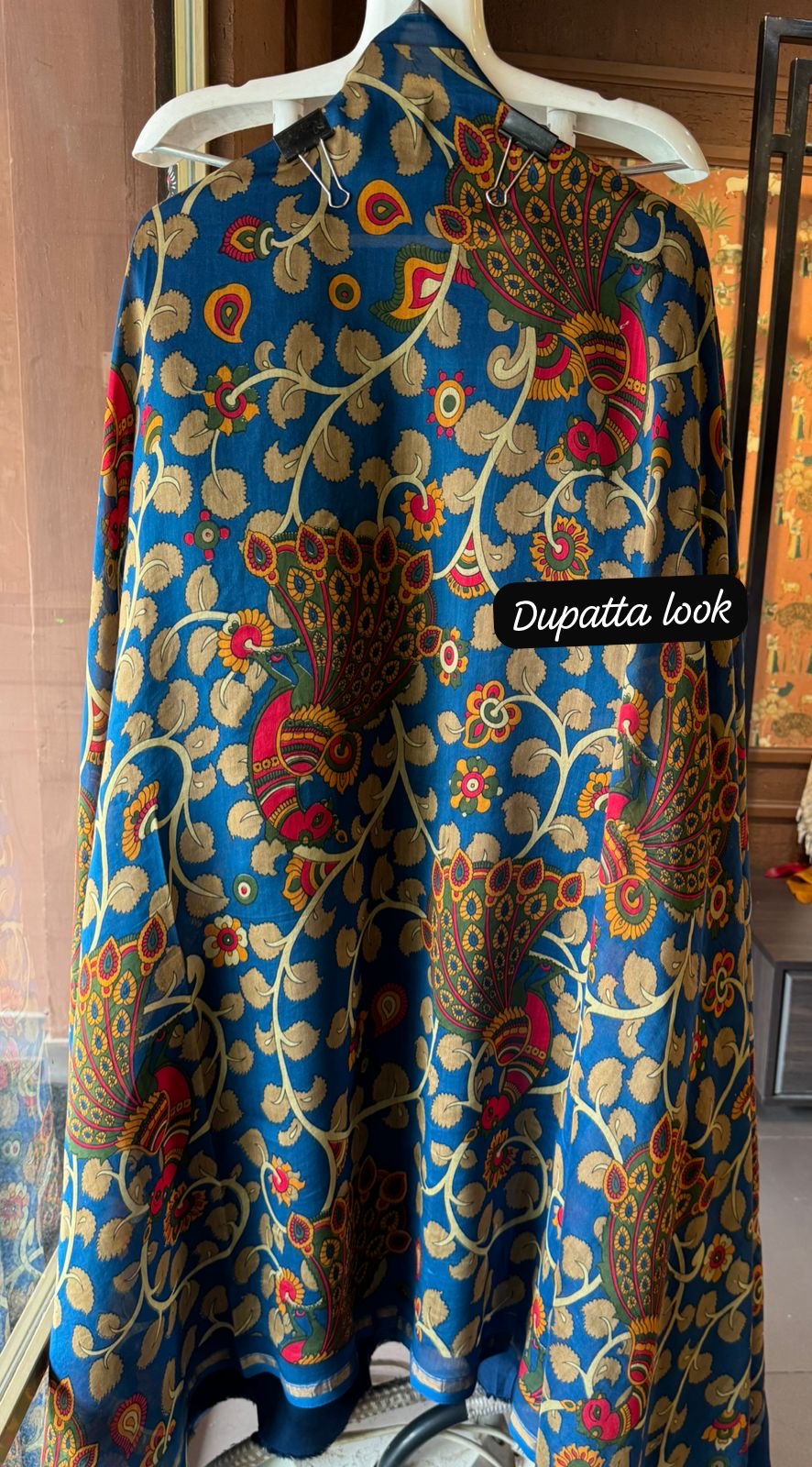 Premium Maheshwari silk unstitched shirt with Kalamkaari