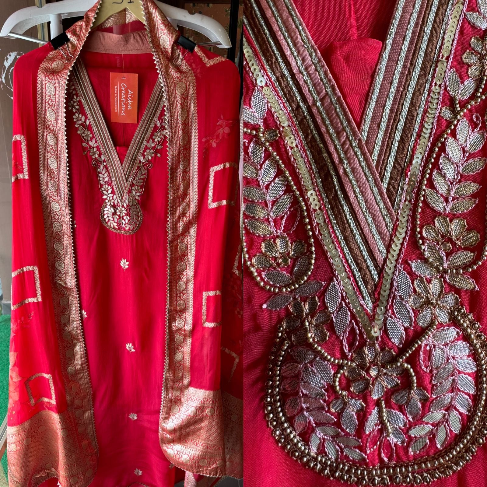 Soft Organza Unstitched Shirt with Beautiful rajwada style