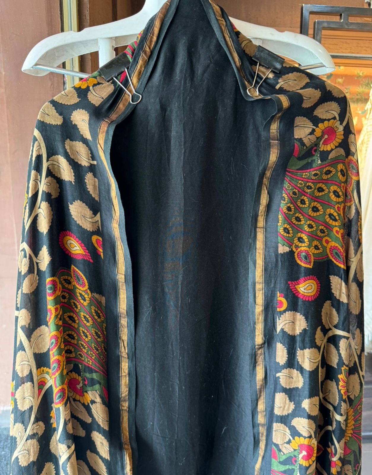 Premium Maheshwari silk unstitched shirt with Kalamkaari