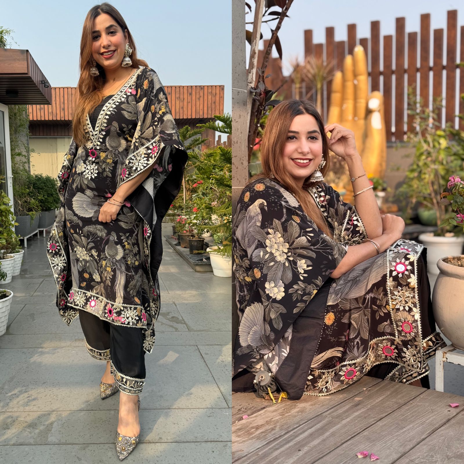 Pure Crepe kaaftan set digital printed Vantara design