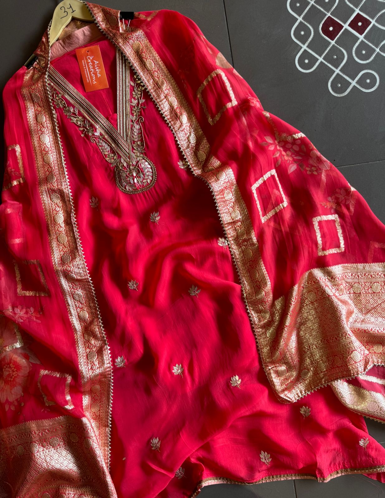 Soft Organza Unstitched Shirt with Beautiful rajwada style