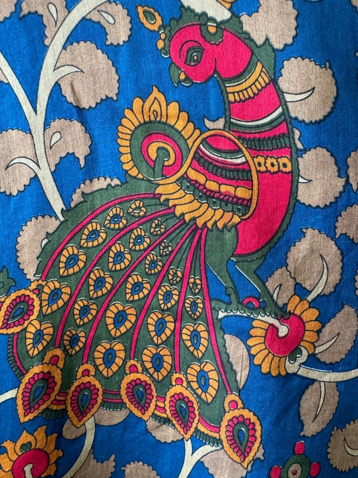 Premium Maheshwari silk unstitched shirt with Kalamkaari