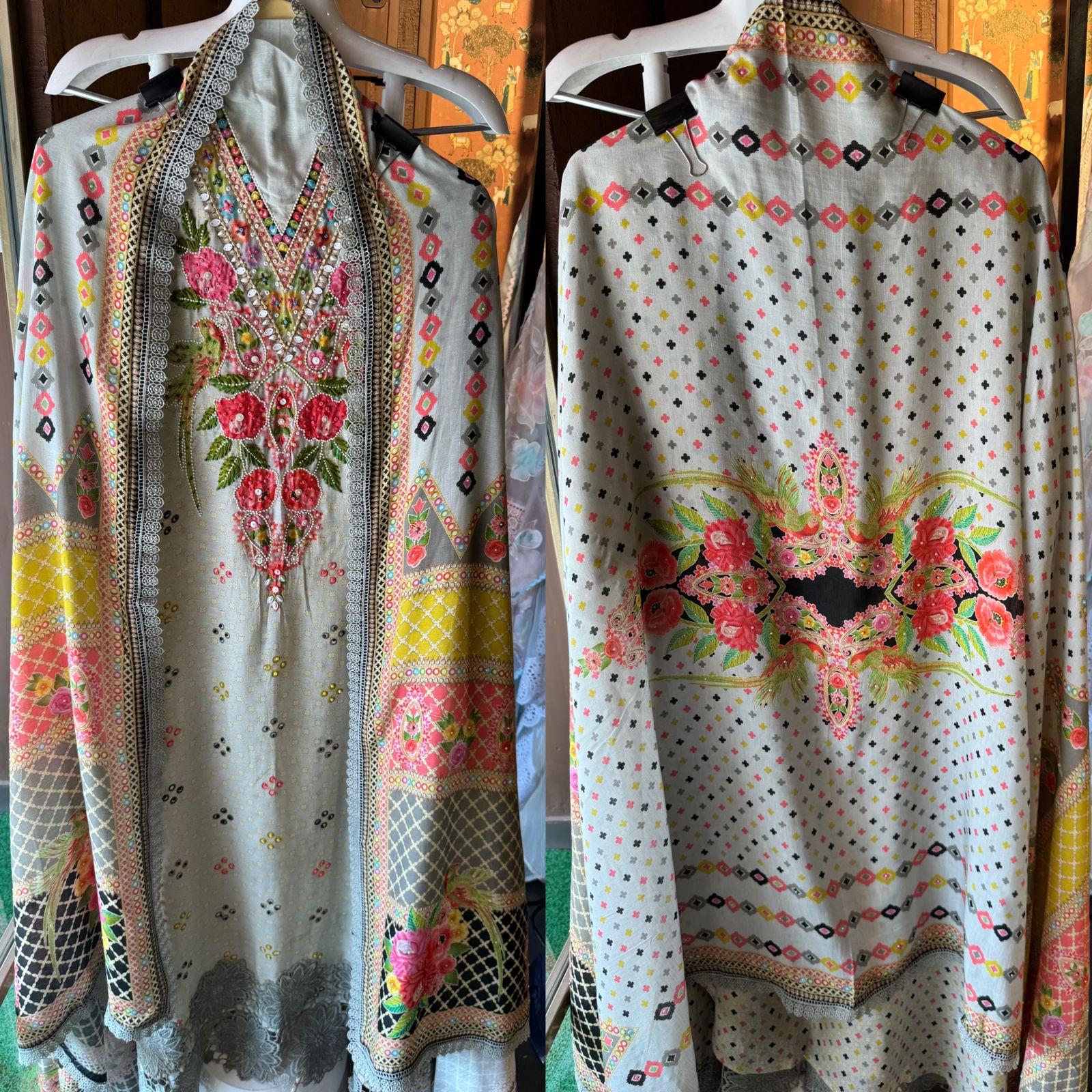 Pure tango linen cotton Full size digital printed shirt with very beautiful handwork detailings