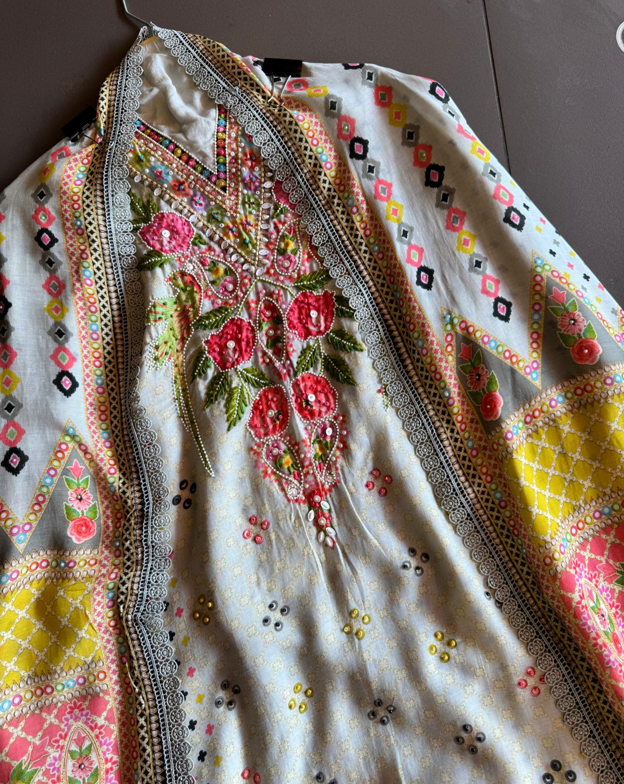 Pure tango linen cotton Full size digital printed shirt with very beautiful handwork detailings