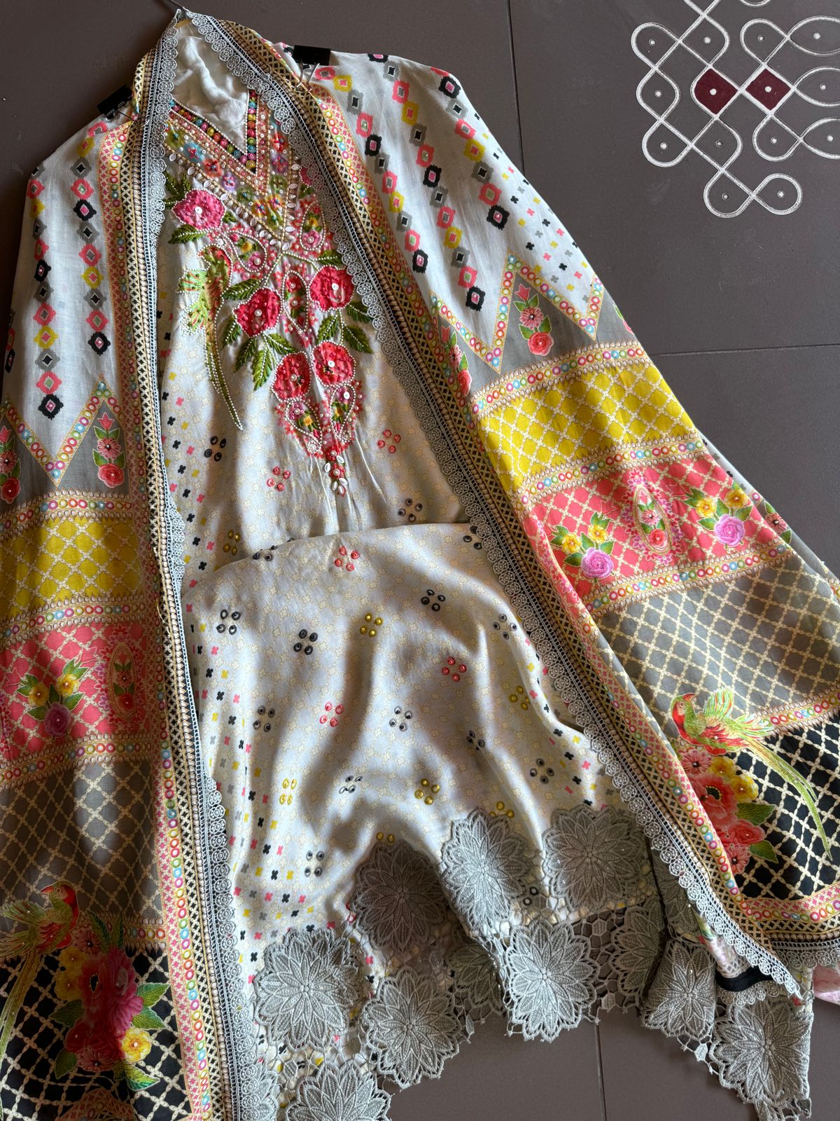 Pure tango linen cotton Full size digital printed shirt with very beautiful handwork detailings