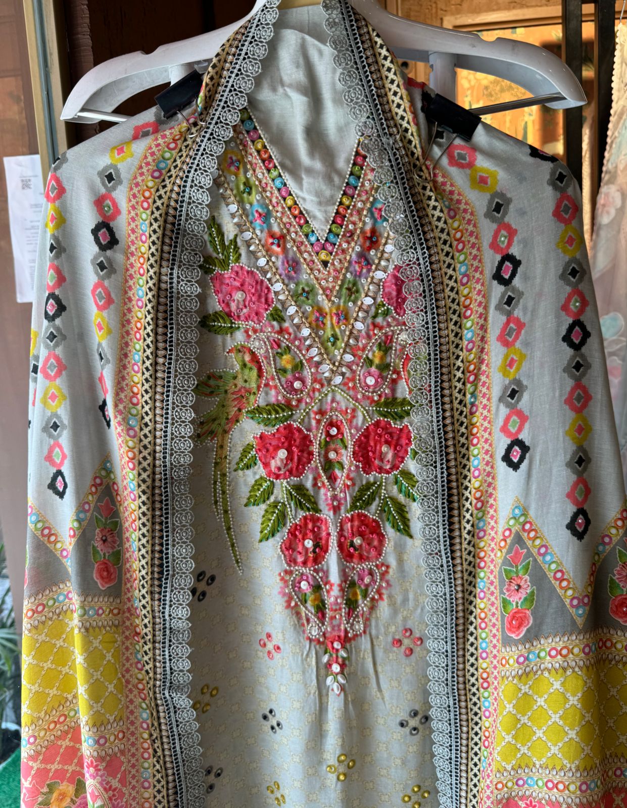 Pure tango linen cotton Full size digital printed shirt with very beautiful handwork detailings