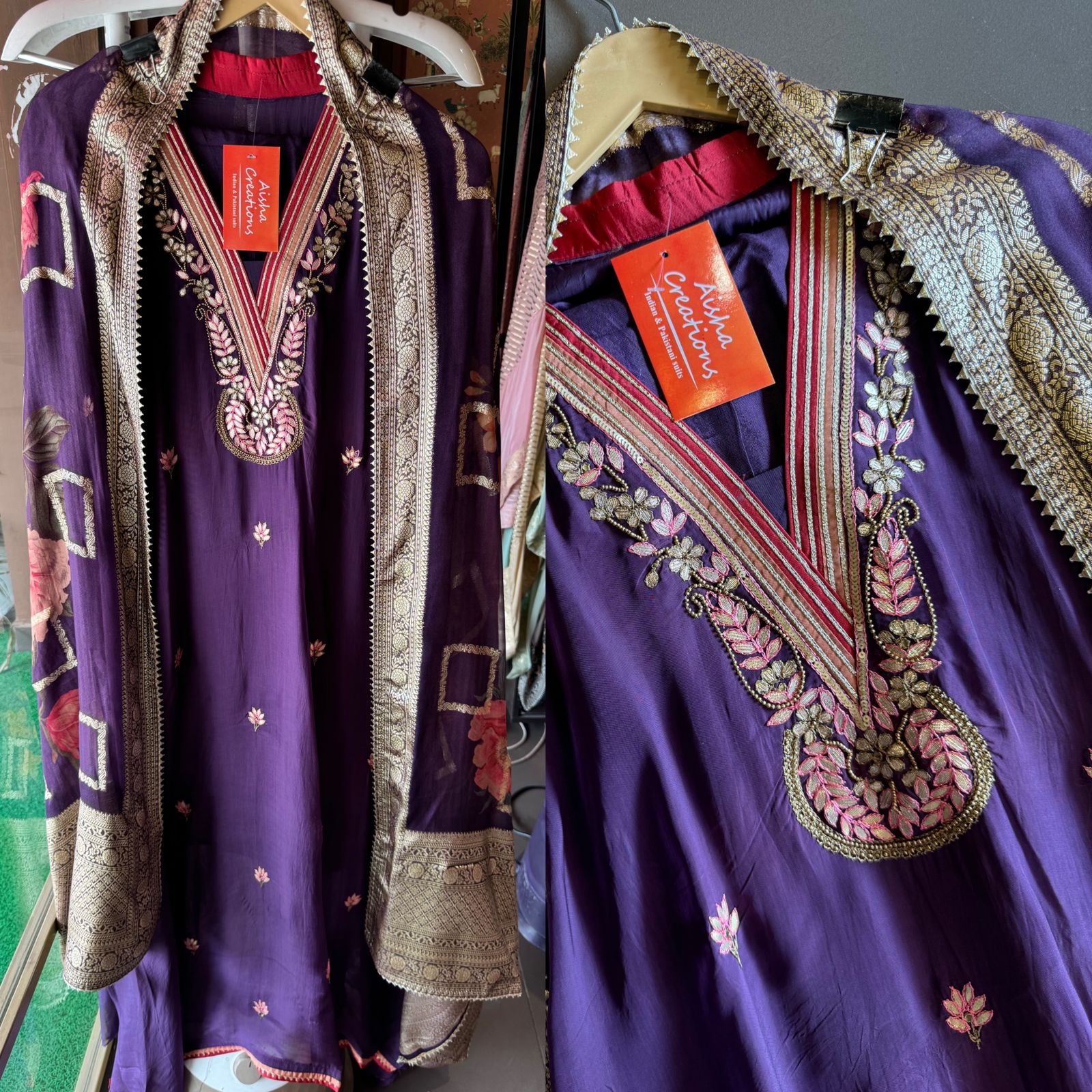 Soft Organza Unstitched Shirt with Beautiful rajwada style