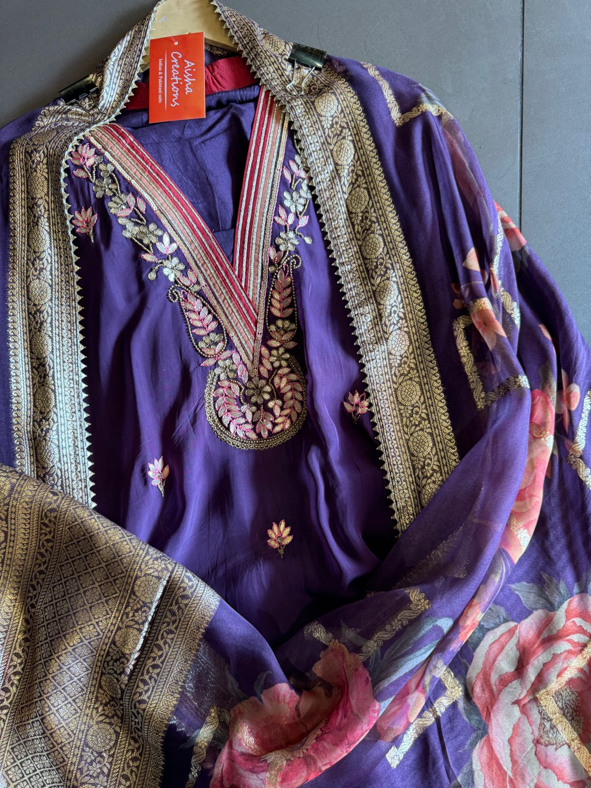 Soft Organza Unstitched Shirt with Beautiful rajwada style